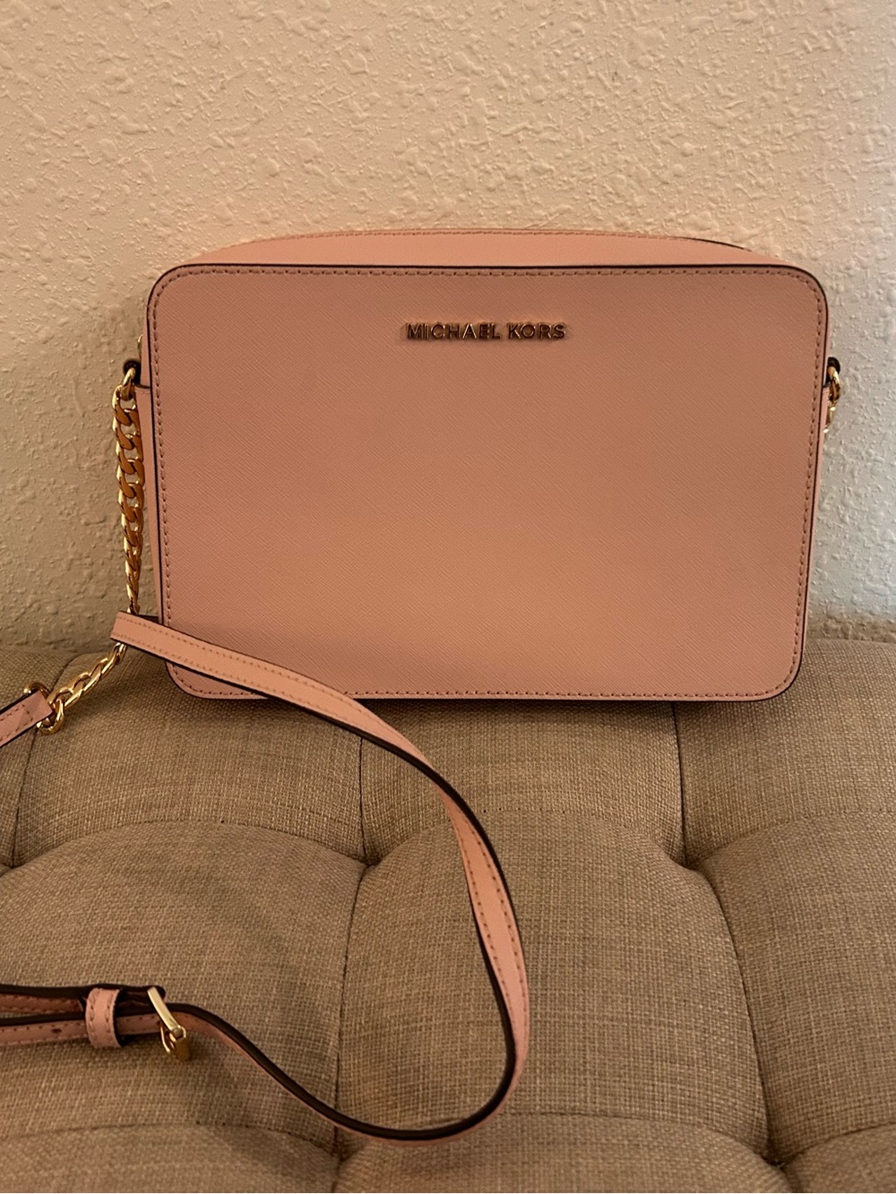 Michael Kors pink Leather Crossbody Bag with Gold Hardware